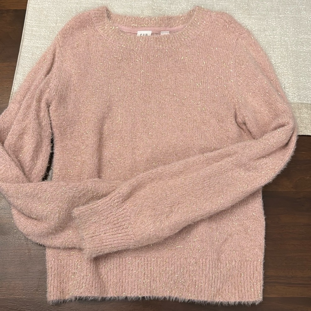 Girls Gap kids pink with gold flecks sweater